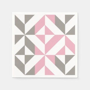 Pink Raspberry and Silver Geometric ZigZag Napkin