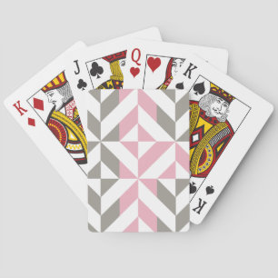 Pink Raspberry and Silver Geometric ZigZag Playing Cards