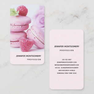 Pink Raspberry Macarons French Pastry Business Card