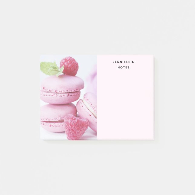 Pink Raspberry Macarons French Pastry Photo Post-it Notes (Front)