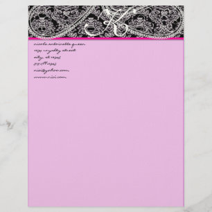 Pink Raspberry Monogram Letterhead Black Paisley Template