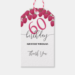 Pink Raspberry Watercolor Art Calligraphy Birthday Gift Tags