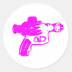 Pink Raygun Classic Round Sticker