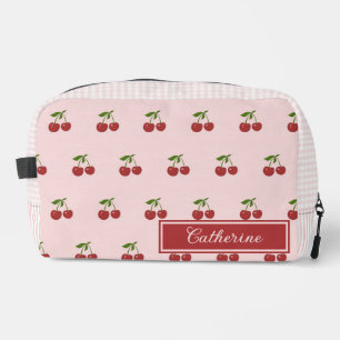 Pink Re Cherry Gingham Pattern Simple Fruit Dopp Kit