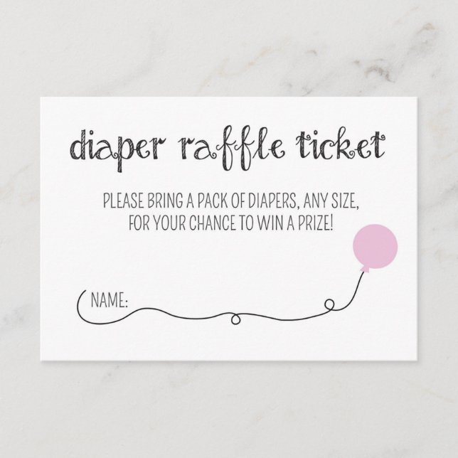 Pink Ready to Pop Baby Shower Diaper Raffle Ticket Enclosure Card (Front)