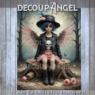 Pink Rebel Angel Decoupage Tissue Paper