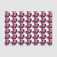 Pink Record Player Houndstooth Tissue Paper
