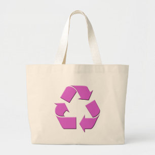 Pink Recycle Symbol Large Tote Bag