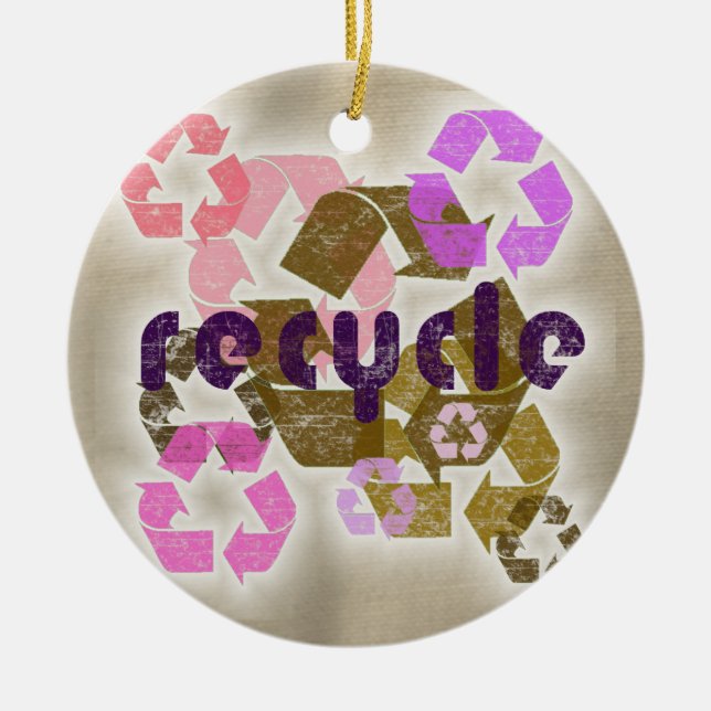 Pink Recycle Symbol Logo Ornament (Front)