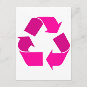 pink recycle symbol postcard