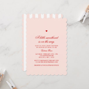 Pink & Red A Little Sweetheart Baby Shower Invitation