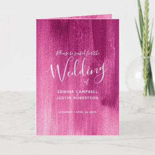 Pink red abstract art wedding programs programme