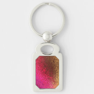 Pink Red And Gold Pattern Key Ring
