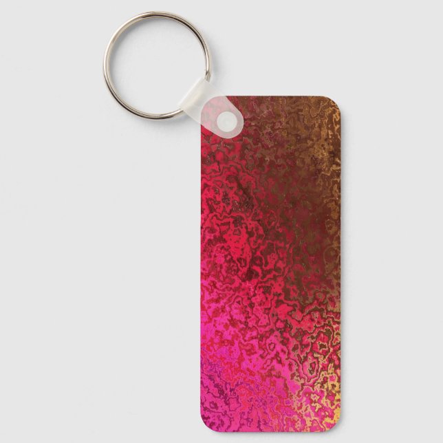 Pink Red And Gold Pattern Key Ring (Front)