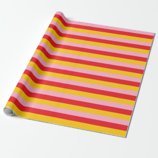 Pink, Red and Gold Stripes Wrapping Paper