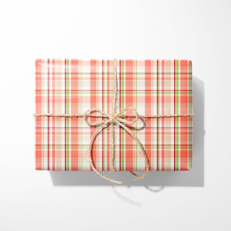 Pink, Red and Green Christmas Plaid Wrapping Paper