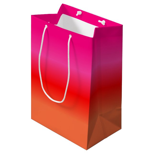 Pink,  Red and Orange Gradient gift bag (Front Angled)
