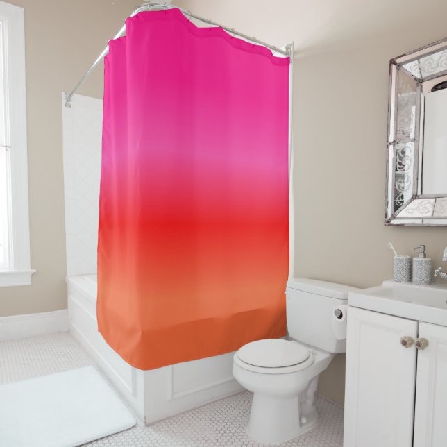 Pink,  Red and Orange Gradient Shower Curtain (In Situ)