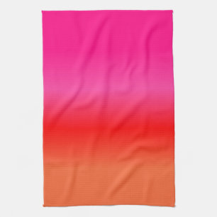 Pink,  Red and Orange Gradient  Tea Towel