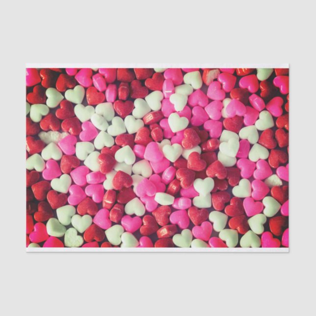 Pink Red and White Candy Heart Tissue Paper (Front)