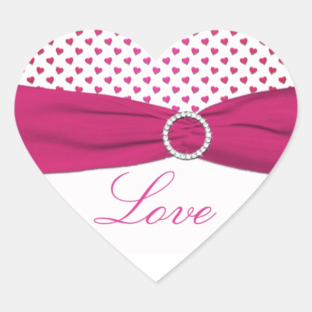 Pink, Red, and White Hearts - Heart Shaped Sticker (Front)