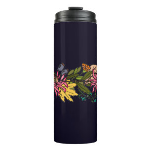 Pink red and yellow aster flower chalkboard thermal tumbler
