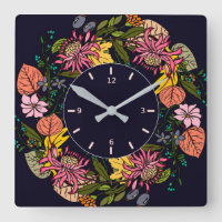 Pink red and yellow aster flower wreath chalkboard