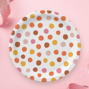 Pink, red and yellow polka dots paper plate