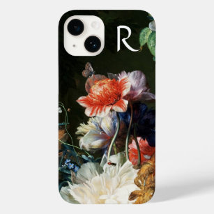 PINK RED ANEMONES WHITE FLOWERS,BUTTERFLY MONOGRAM Case-Mate iPhone 14 CASE