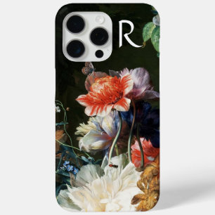 PINK RED ANEMONES WHITE FLOWERS,BUTTERFLY MONOGRAM iPhone 15 PRO MAX CASE