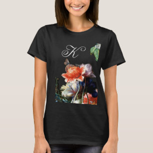 PINK RED ANEMONES WHITE FLOWERS,BUTTERFLY MONOGRAM T-Shirt
