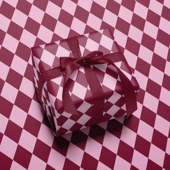 Pink red argyle pattern Wrapping paper (Creator Uploaded)