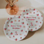 Pink & Red Berry First Strawberry Birthday  Paper Plate<br><div class="desc">Add a touch of Pastel sweetness to your celebration with our "Pink & Red Berry First Strawberry Birthday Paper Plates." Featuring a delightful blend of pink and red hues with cute strawberry motifs, these plates are perfect for your little one's first birthday. Durable and charming, they make every bite berry...</div>