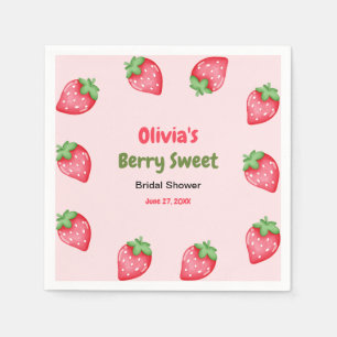 Pink & Red Berry Sweet Strawberry Bridal Shower Napkin