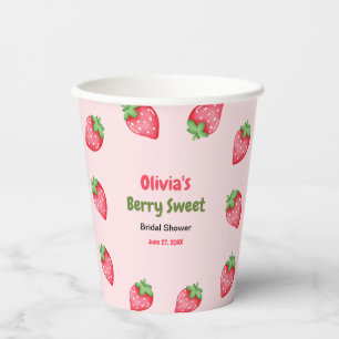 Pink & Red Berry Sweet Strawberry Bridal Shower  Paper Cups