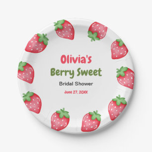 Pink & Red Berry Sweet Strawberry Bridal Shower  Paper Plate