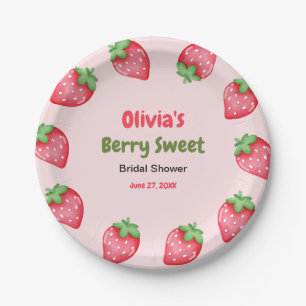 Pink & Red Berry Sweet Strawberry Bridal Shower  Paper Plate