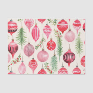 Pink Red Black Retro Christmas Ornaments Tissue Paper