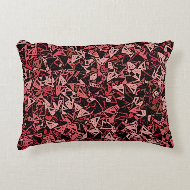 Pink Red Black Triangle Seamless Pattern  Decorative Cushion (Front)