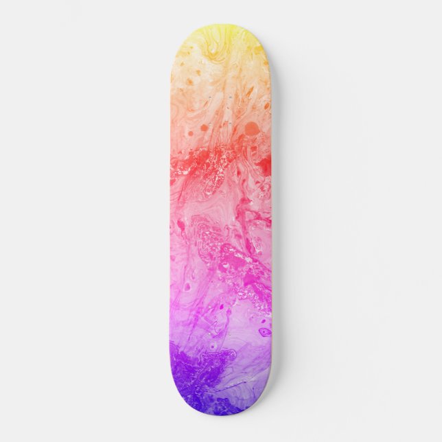 Pink Red Blue Purple Yellow Green Modern Abstract Skateboard (Front)