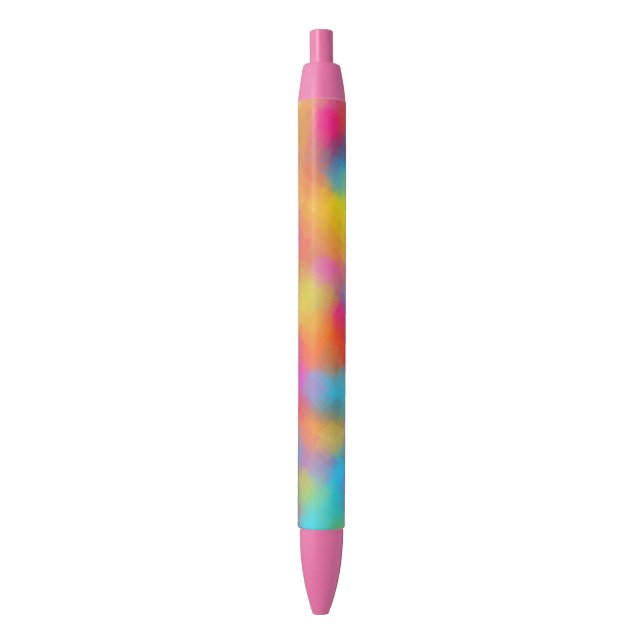 Pink Red Blue Purple Yellow Green Modern Rainbow Black Ink Pen (Front Vertical)