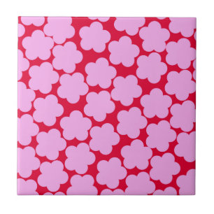 Pink Red Bold Y2K Wildflower Vibrant Spring Decor Tile