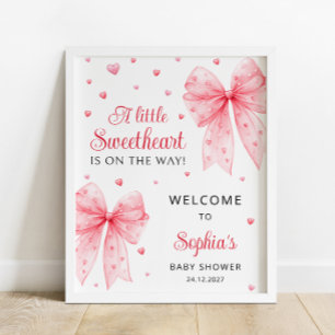 Pink Red Bow Hearts Valentine Sweetheart Welcome Poster