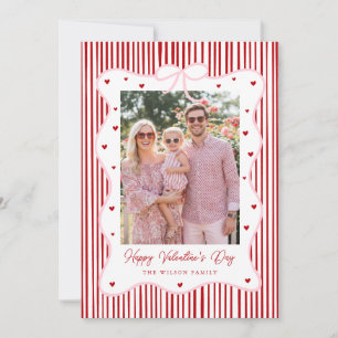 Pink Red Bow Love Happy Valentine's Day Photo Card