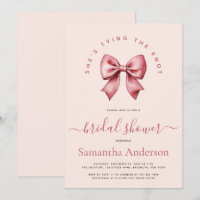 Pink Red Bow Tying the Knot Bridal Shower