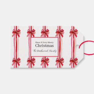 Pink Red Bows Christmas Gift Tags
