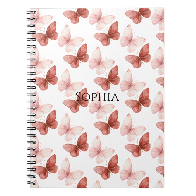 Pink Red Butterflies   Notebook (Front)