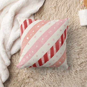 Pink Red Candy Cane Stripes Cushion