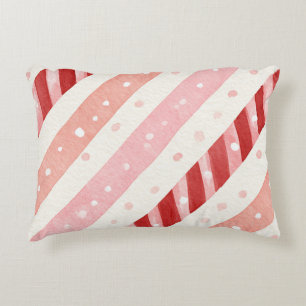 Pink Red Candy Cane Stripes Decorative Cushion