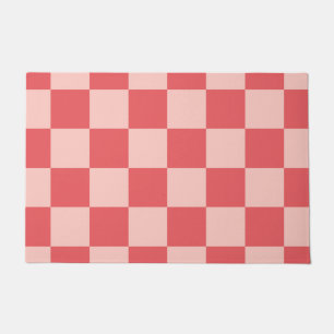 Pink Red Chequered Gingham Pattern Doormat